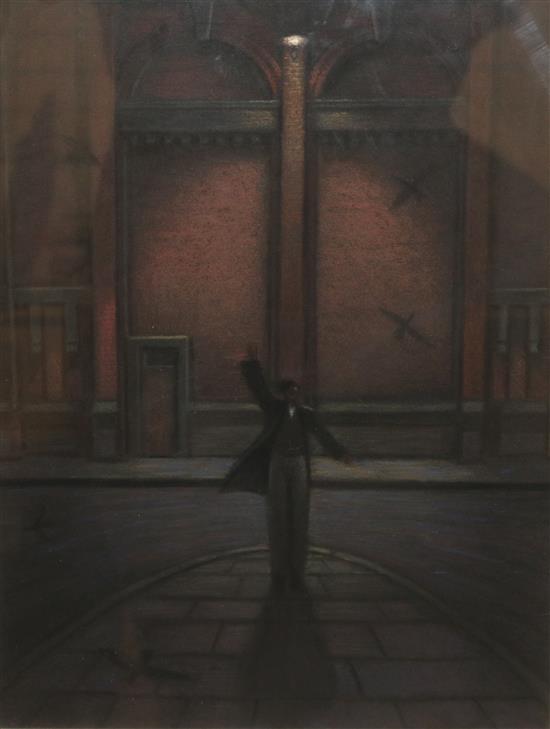 Alan Connell, pastel , Night Song, Compass Gallery label verso, 41 x 29cm
